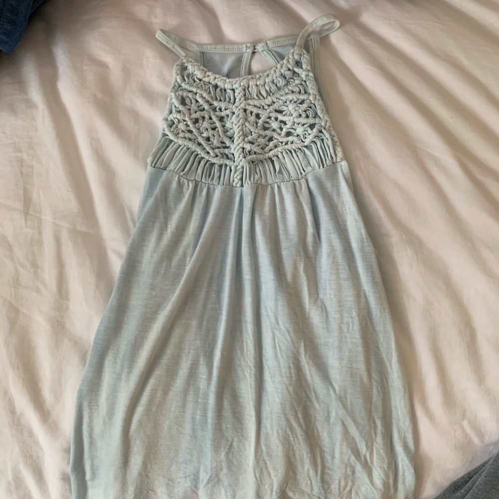 light blue/teal American Eagle halter tank